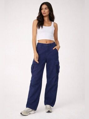 TNA Cargo Pants Size 4 Blue Utility Pocket Casual Straight Leg